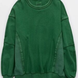 Aerie Keep It Light Crew Sweatshirt in Dark Algae XL